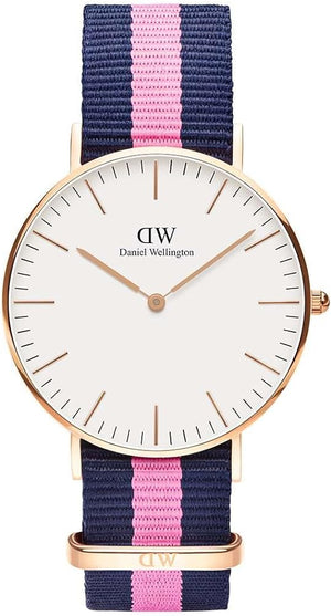 Daniel Wellington Classic Winchester White Dial Three Tone Nylon Strap Watch For Women - DW00100033 Authentic Buy Shop Now
