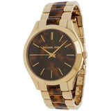 Michael Kors Slim Runway Tortoise Shell Dial Two Tone Steel Strap Watch for Women - MK4284 Authentic Buy Shop Now