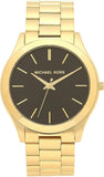 Michael Kors Slim Runway Quartz Black Dial Gold Steel Strap Watch For Men - MK8621 Authentic Buy Shop Now