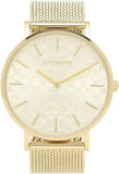Coach Perry Silver Dial Gold Mesh Bracelet Watch for Women - 14503385 Authentic Buy Shop Now