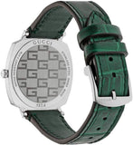 Gucci Grip Quartz Silver Dial Green Leather Strap Watch For Women - YA157404 Authentic Buy Shop Now