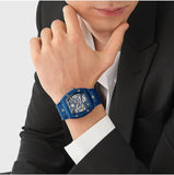 Philipp Plein The SKeleton Blue Dial Blue Silicone Strap Watch for Men - PWVBA0323 Authentic Buy Shop Now