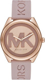 Michael Kors Janelle Three Hand Rose Gold Dial Pink Rubber Strap Watch For Women - MK7139 Authentic Buy Shop Now