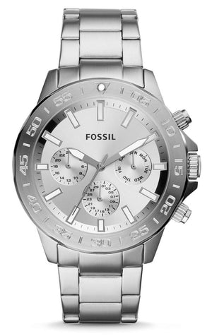 Fossil Bannon Multifunction Chronograph Silver Dial Silver Steel Strap Watch for Men - BQ2490 Authentic Buy Shop Now