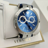Versace Aion Chronograph Blue Dial Blue Leather Strap Watch for Men - VE1D01220 Authentic Buy Shop Now