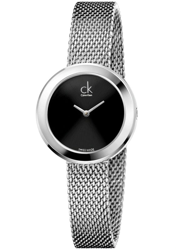 Calvin Klein Firm Black Dial Silver Mesh Bracelet Watch for Women - K3N23121 Authentic Buy Shop Now