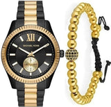 Michael Kors Lexington Quartz Black Dial Two Tone Steel Strap Watch For Men - MK8948 Authentic Buy Shop Now
