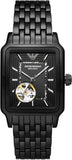 Emporio Armani Meccanico Black Dial Black Steel Strap Watch For Men - AR60058 Authentic Buy Shop Now