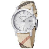 Burberry The City Nova Silver Dial White Leather Strap Watch for Women - BU9022 Authentic Buy Shop Now