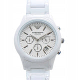 Emporio Armani Ceramica Chronograph White Dial White Strap Watch For Men - AR1453 Authentic Buy Shop Now