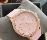 Guess Solar Rose Gold Dial Pink Rubber Strap Watch For Women - W1135L2 Authentic Buy Shop Now