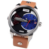 Diesel Mini Daddy Blue & Black Dial Brown Leather Strap Watch For Men - DZ7308 Authentic Buy Shop Now