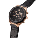 Maserati Stile Black Matte Dial Black Leather Strap Watch For Men - R8871642001 Authentic Buy Shop Now