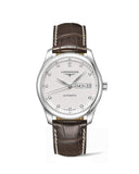 Longines Master Collection Automatic 38.5mm Silver Diamond Dial Brown Leather Strap Watch for Men - L2.755.4.77.3 Authentic Buy Shop Now