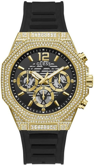 Guess Momentum Chronograph Diamonds Black Dial Black Silicone Strap Watch For Men - GW0518G2 Authentic Buy Shop Now