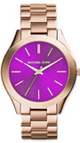 Michael Kors Slim Runway Purple Dial Rose Gold Steel Strap Watch for Women - MK3293 Authentic Buy Shop Now