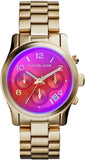 Michael Kors Runway Iridescent Pink Dial Gold Steel Strap Watch for Women - MK5939 Authentic Buy Shop Now