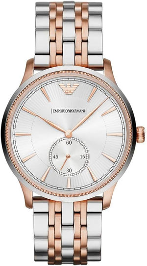 Emporio Armani Classic Silver Dial Two Tone Steel Strap Watch For Men - AR1839 Authentic Buy Shop Now