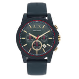Armani Exchange Outerbanks Chronograph Blue Dial Blue Silicone Strap Watch For Men - AX1335 Authentic Buy Shop Now