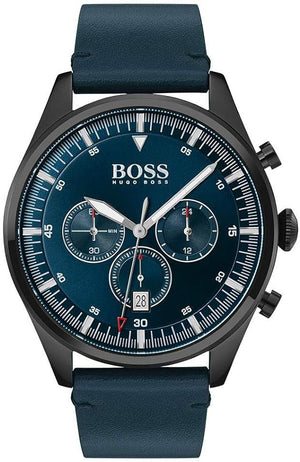 Hugo Boss Pioneer Quartz Blue Dial Blue Leather Strap Watch For Men - 1513711 Authentic Buy Shop Now