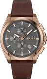 Hugo Boss Grandmaster Grey Dial Brown Leather Strap Watch for Men - 1513882 Authentic Buy Shop Now