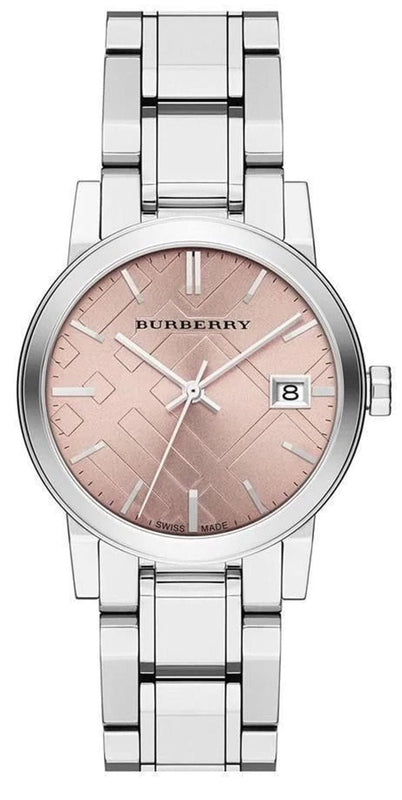Burberry The City Pink Dial Silver Steel Strap Watch for Women - BU9124 Authentic Buy Shop Now