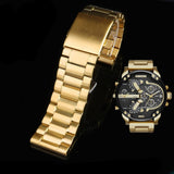 Diesel Mr Daddy 2.0 Chronograph Black Dial Gold Steel Strap Watch For Men - DZ7333 Authentic Buy Shop Now