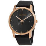 Calvin Klein City Quartz Grey Dial Black Leather Strap Watch for Men - K2G2G6C3 Authentic Buy Shop Now