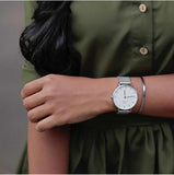 Daniel Wellington Petite Sterling Quartz White Dial Silver Mesh Bracelet Watch For Men - DW00100306 Authentic Buy Shop Now