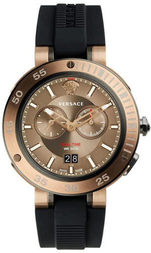 Versace V Extreme Chronograph Brown Tone Dial Black Rubber Strap Watch for Men - VCN030017 Authentic Buy Shop Now