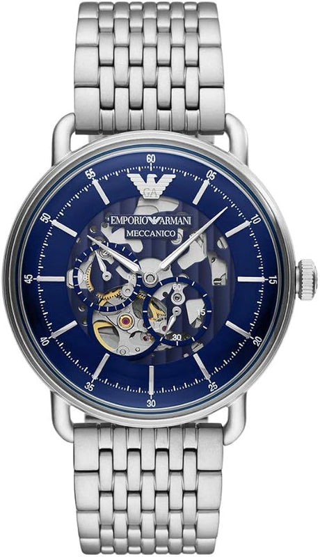 Emporio Armani Aviator Multifunction Blue Dial Silver Mesh Bracelet Watch For Men - AR60024 Authentic Buy Shop Now