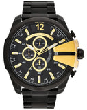 Diesel Mega Chief Chronograph Black Dial Black Steel Strap Watch For Men - DZ4338 Authentic Buy Shop Now