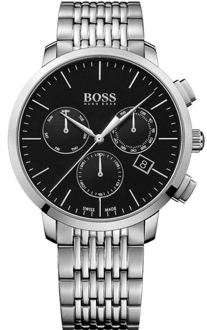 Hugo Boss Associate Black Dial Silver Steel Strap Watch for Men - 1513267 Authentic Buy Shop Now
