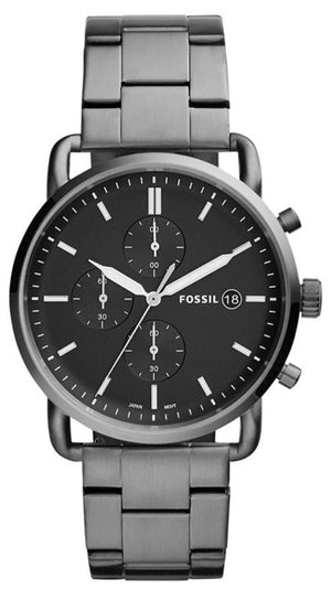 Fossil The Commuter Black Dial Grey Steel Strap Watch for Men - FS5400 Authentic Buy Shop Now