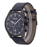 Hugo Boss Pioneer Quartz Blue Dial Blue Leather Strap Watch For Men - 1513711 Authentic Buy Shop Now