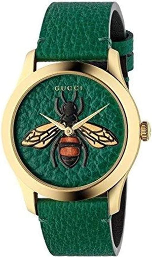Gucci G Timeless Bee Green Dial Green Leather Strap Watch For Women - YA1264065 Authentic Buy Shop Now