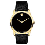 Movado Museum Black Dial Black Leather Strap Watch For Men - 0607014 Authentic Buy Shop Now