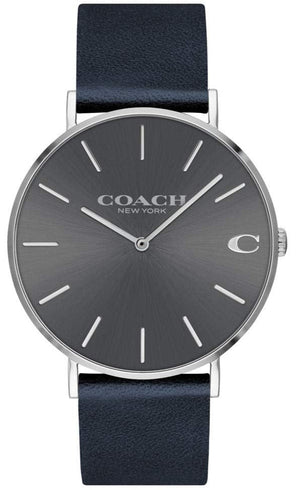 Coach Charles Grey Dial Black Leather Strap Watch for Men - 14602150 Authentic Buy Shop Now