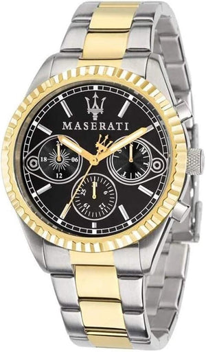 Maserati Competizione Chronograph Black Dial Two Tone Steel Strap Watch For Men - R8853100016 Authentic Buy Shop Now