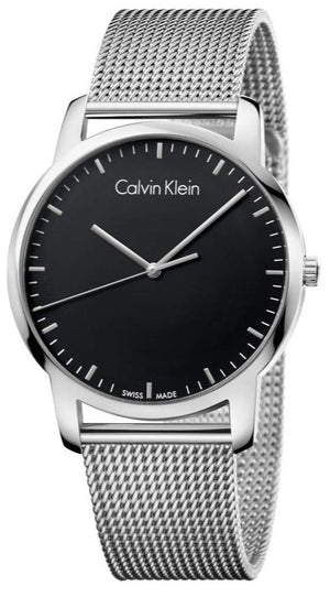 Calvin Klein City Chronograph Black Dial Silver Mesh Bracelet Watch for Men - K2G2G121 Authentic Buy Shop Now
