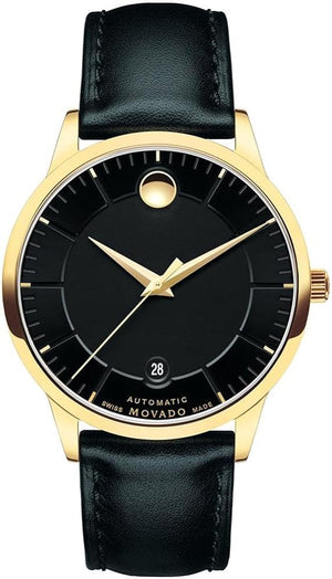 Movado 1881 Automatic Black Dial Black Leather Strap Watch For Men - 606875 Authentic Buy Shop Now