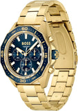 Hugo Boss Energy Chronograph Blue Dial Gold Steel Strap Watch For Men - 1513973 Authentic Buy Shop Now
