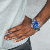 Movado Series 800 Chronograph Blue Dial Silver Steel Strap Watch For Men - 2600141 Authentic Buy Shop Now