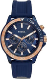 Fossil Bannon Multifunction Blue Dial Blue Silicone Strap Watch for Men - BQ2498 Authentic Buy Shop Now