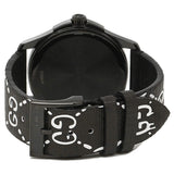 Gucci G Timeless Ghost Black Dial Black Leather Strap Watch For Men - YA1264018 Authentic Buy Shop Now