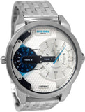 Diesel Mini Daddy Dual Time Silver Dial Stainless Steel Watch For Men - DZ7305 Authentic Buy Shop Now