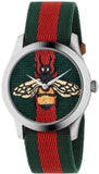 Gucci Le Marche des Merveilles Red & Green Dial Red & Green Nylon Strap Unisex Watch - YA1264060 Authentic Buy Shop Now