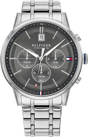 Tommy Hilfiger Kyle Chronograph Grey Dial Silver Steel Strap Watch for Men - 1791632 Authentic Buy Shop Now