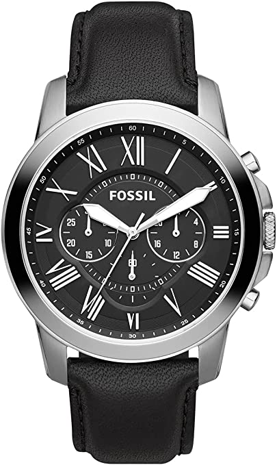 Fossil Grant Chronograph Black Dial Black Leather Strap Watch for Men - FS4812 Authentic Buy Shop Now