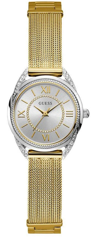 Guess Whisper Silver Dial Gold Mesh Bracelet Watch for Women - W1084L2 Authentic Buy Shop Now